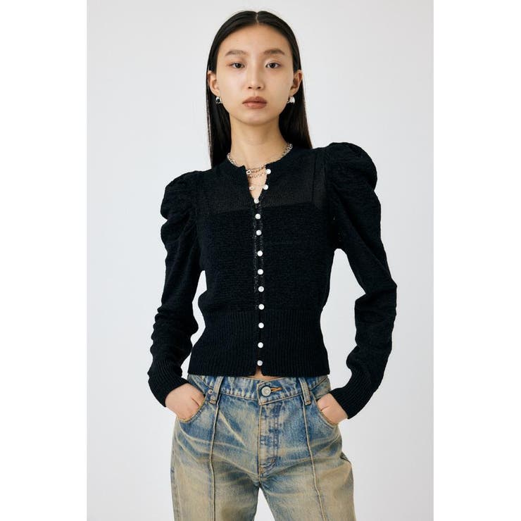 BLK | BUTTON UP ニットカーディガン | MOUSSY OUTLET