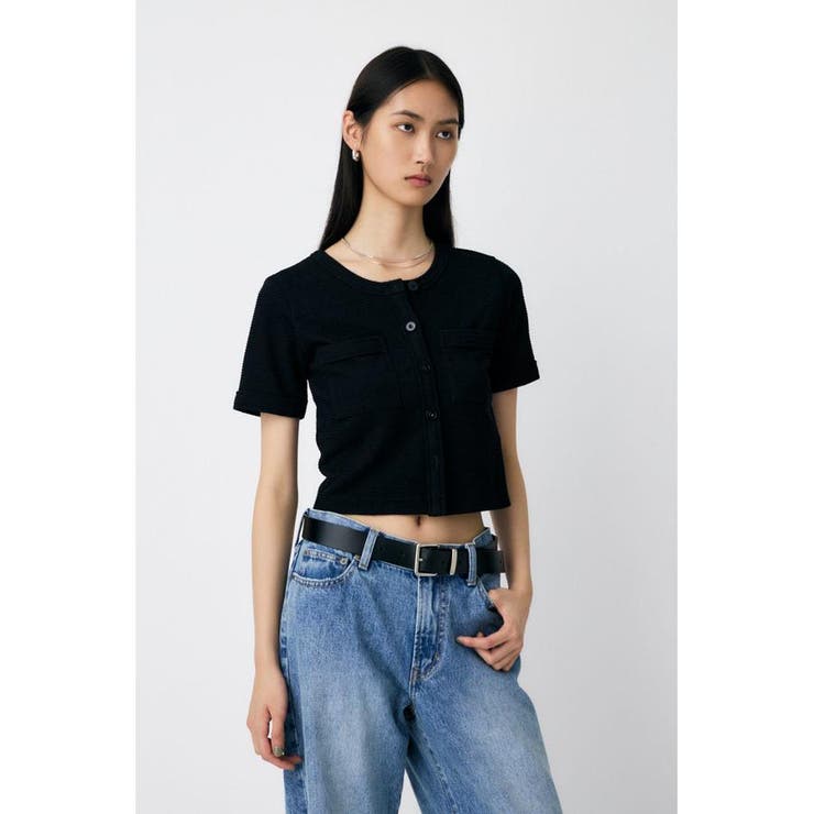 BOUCLE TWEED ハーフスリーブカーディガン | MOUSSY OUTLET | 詳細画像1 