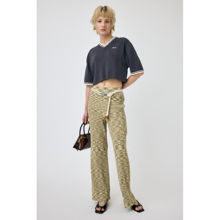 L/BLK1 | MOUSSY CROPPED KNIT Tシャツ | MOUSSY OUTLET