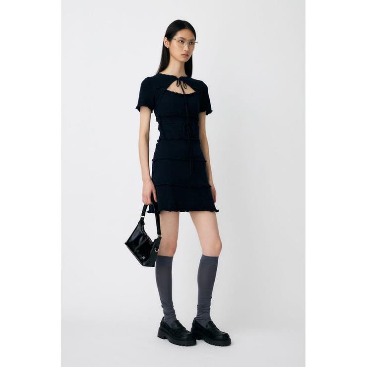 BOW DESIGN KNIT ミニ  ドレス | MOUSSY OUTLET | 詳細画像4 