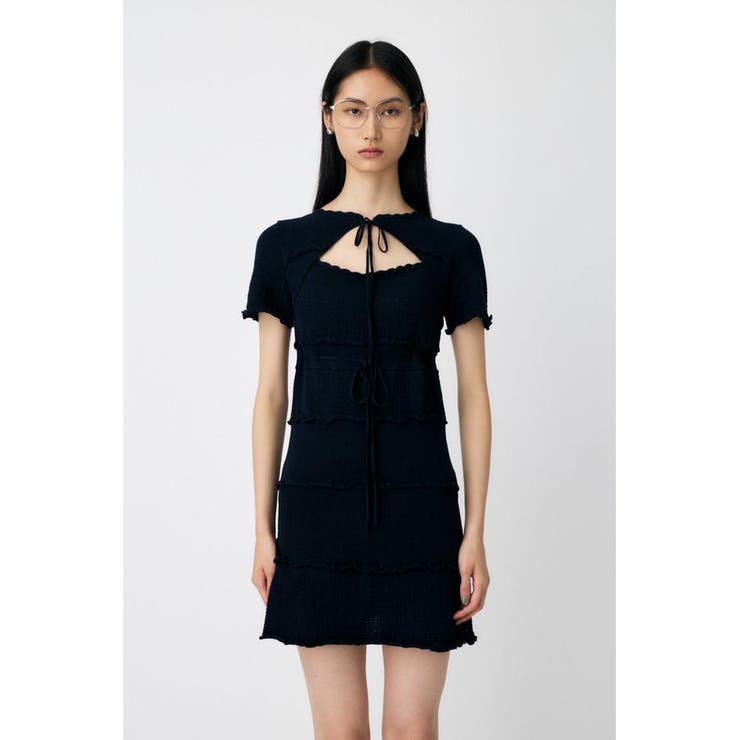 NVY | BOW DESIGN KNIT ミニ  ドレス | MOUSSY OUTLET