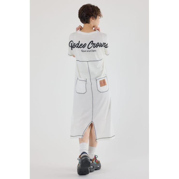 O/WHT1 | 配色ステッチニットコンビワンピース | RODEO CROWNS WIDE BOWL