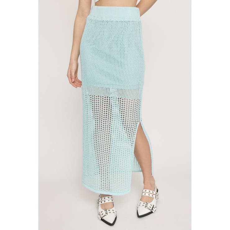 L/BLU1 | CROCHET I LINE ロングスカート | SLY OUTLET
