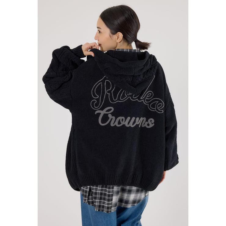 BLK | モールニットトッパーカーディガン | RODEO CROWNS WIDE BOWL