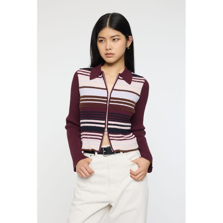 STRIPE ZIP UP KNIT シャツ | MOUSSY OUTLET | 詳細画像19 