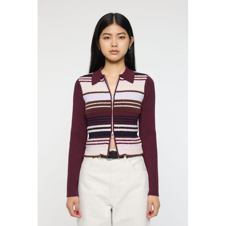 STRIPE ZIP UP KNIT シャツ | MOUSSY OUTLET | 詳細画像22 