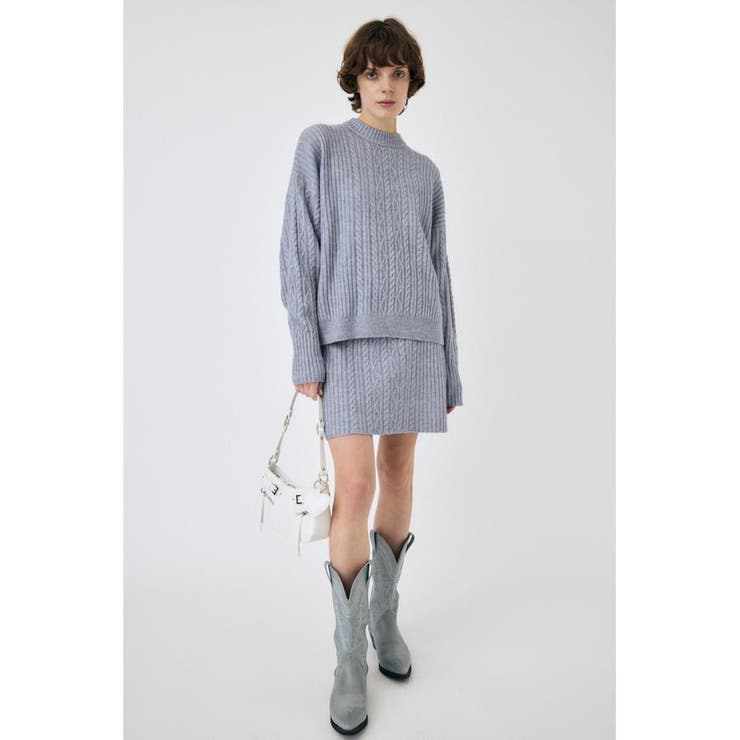 L/BLU1 | RIB CABLE ミニスカート | MOUSSY OUTLET
