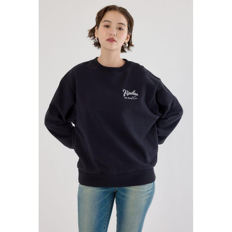 BLK | ロゴデニムパッチスウェットトップス | RODEO CROWNS WIDE BOWL