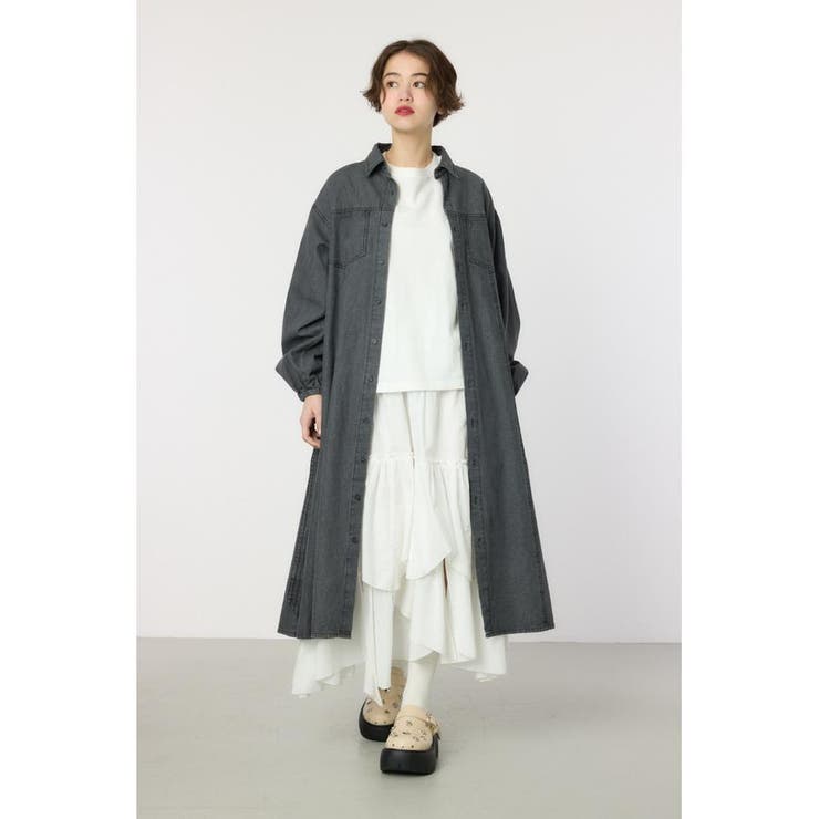 L/BLK1 | デニムフレアマキシワンピース | RODEO CROWNS WIDE BOWL