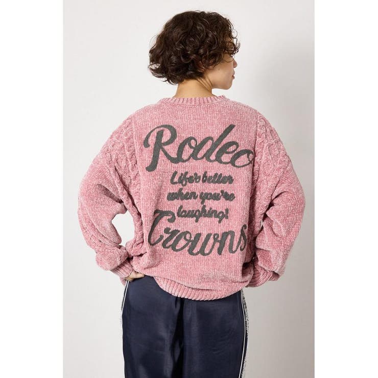 L/PNK1 | モールニットEMBROIDERYロゴトップス | RODEO CROWNS WIDE BOWL