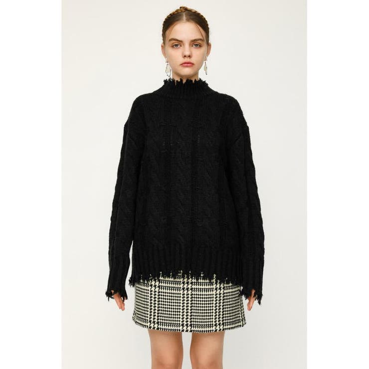 BLK | DAMAGED WOOL MIX LOOSE トップス | SLY OUTLET