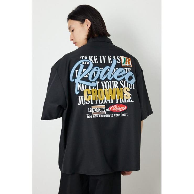 BLK | Overlapアップリケシャツ | RODEO CROWNS WIDE BOWL