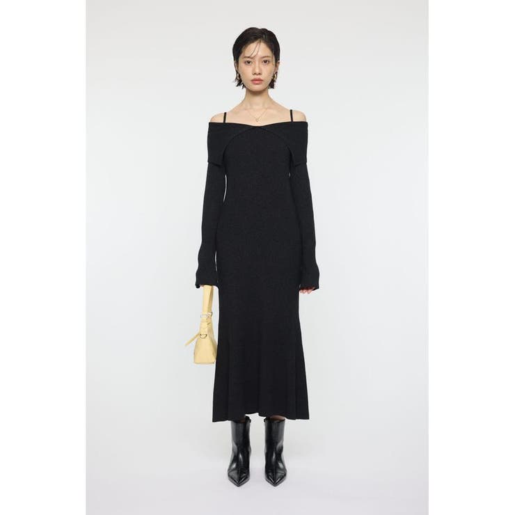 BLK | BIG COLLAR KNIT ドレス | MOUSSY OUTLET
