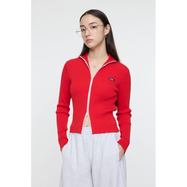 RED | BI COLOR MIDDLE NECKトップス | MOUSSY OUTLET