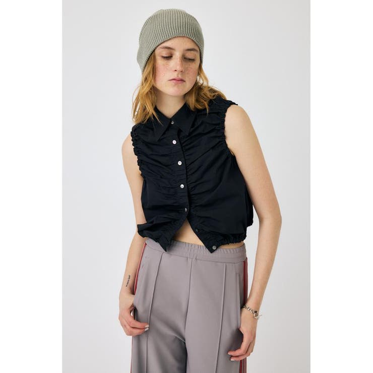 BLK | GATHER SLEEVELESS シャツ | MOUSSY OUTLET