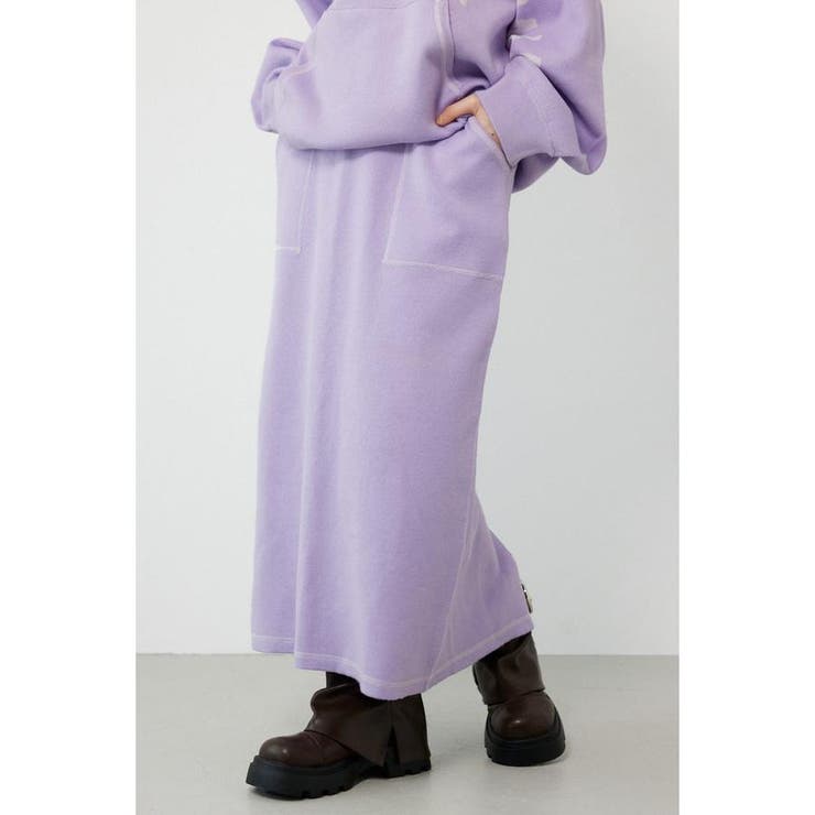 L/PUR1 | スウェットライクサイドステッチニットスカート | RODEO CROWNS WIDE BOWL