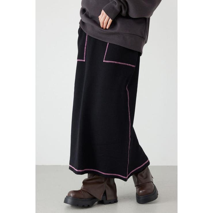 スウェットライクサイドステッチニットスカート | RODEO CROWNS WIDE BOWL | 詳細画像1 