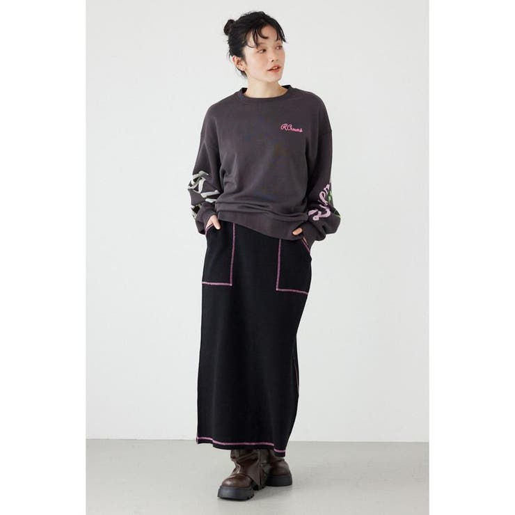 スウェットライクサイドステッチニットスカート | RODEO CROWNS WIDE BOWL | 詳細画像4 