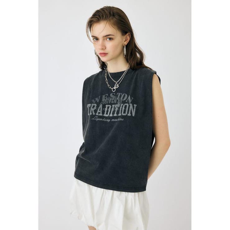L/BLK1 | OVERLAPPING LOGOS ノースリーブ TEE | MOUSSY OUTLET