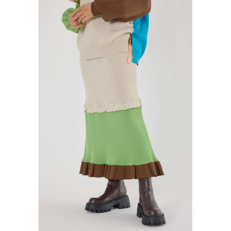 O/WHT1 | A-LIGHT フリル切替ニットスカート | RODEO CROWNS WIDE BOWL