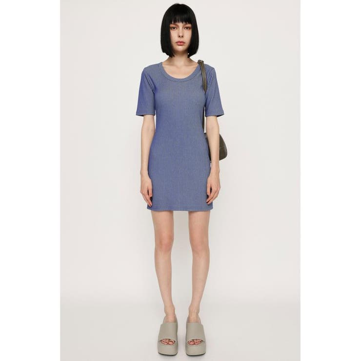 M/BLU7 | BI COLOR RIB CUT ショートワンピース | SLY OUTLET