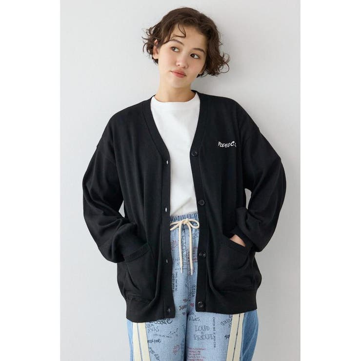 BLK | ネオンカラーロゴニットカーディガン | RODEO CROWNS WIDE BOWL