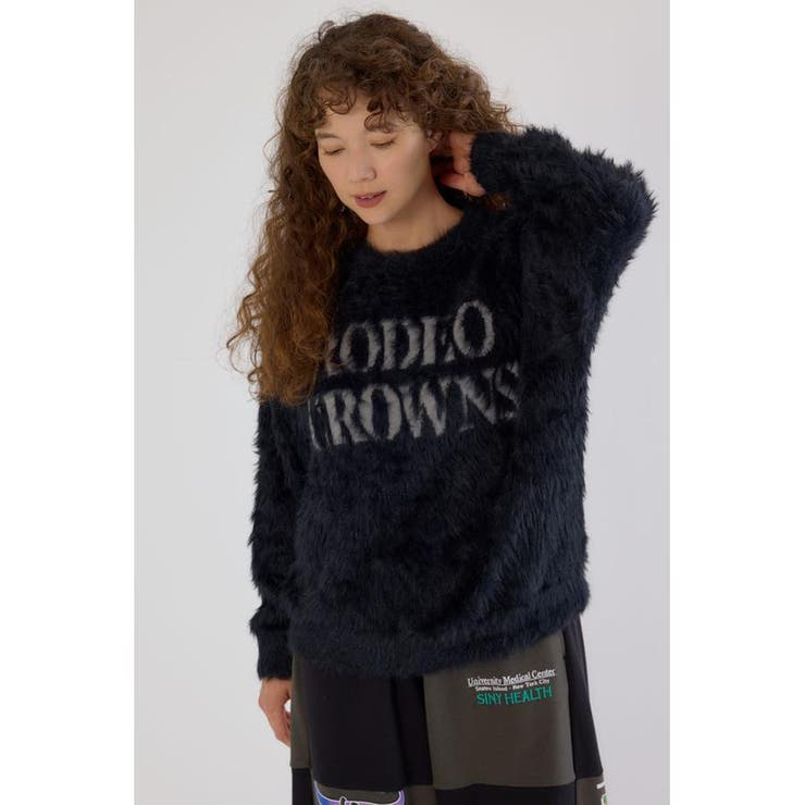 BLK | シャギーロゴニットトップス | RODEO CROWNS WIDE BOWL