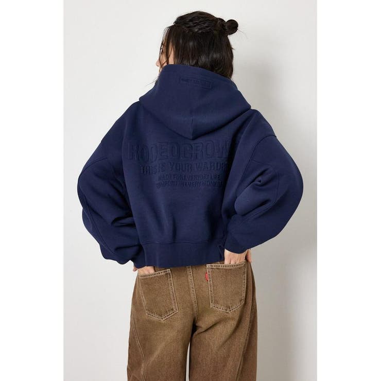 NVY | エンボス W-ZIP ショート パーカー | RODEO CROWNS WIDE BOWL