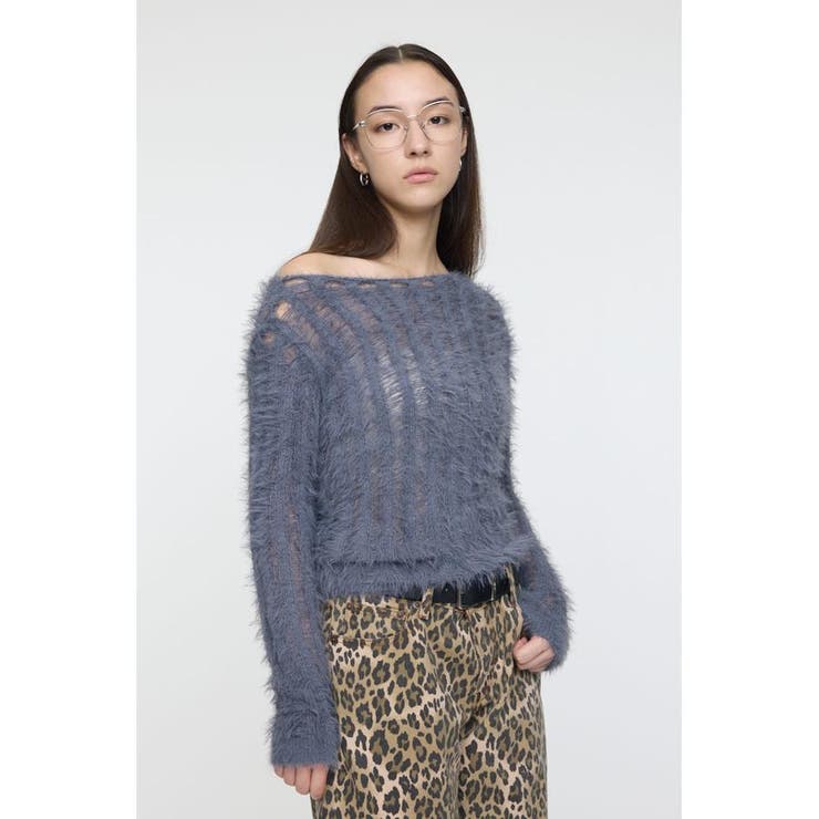 GRY | SHEER SHAGGY ロングスリーブニット | MOUSSY OUTLET