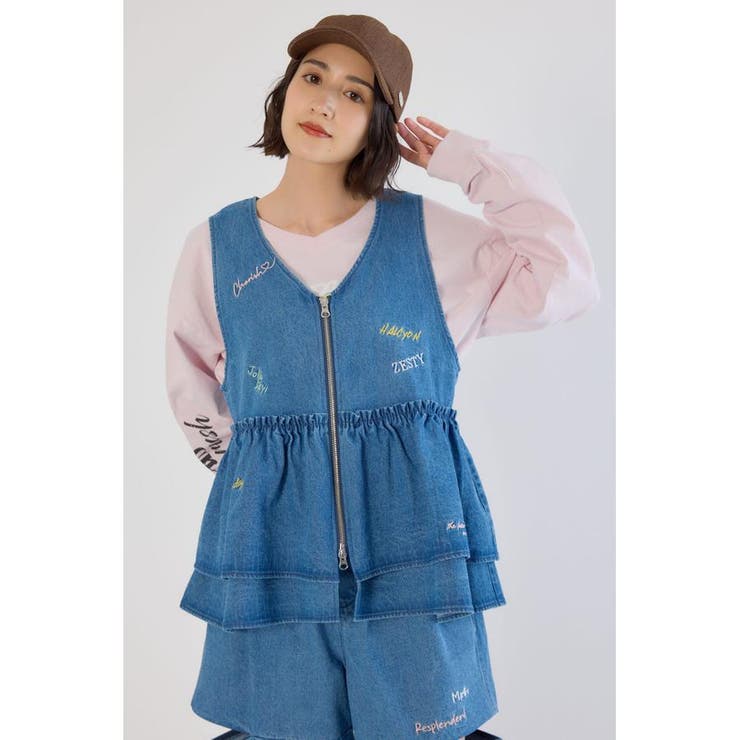 BLU | embroideryフロントジップベスト | RODEO CROWNS WIDE BOWL