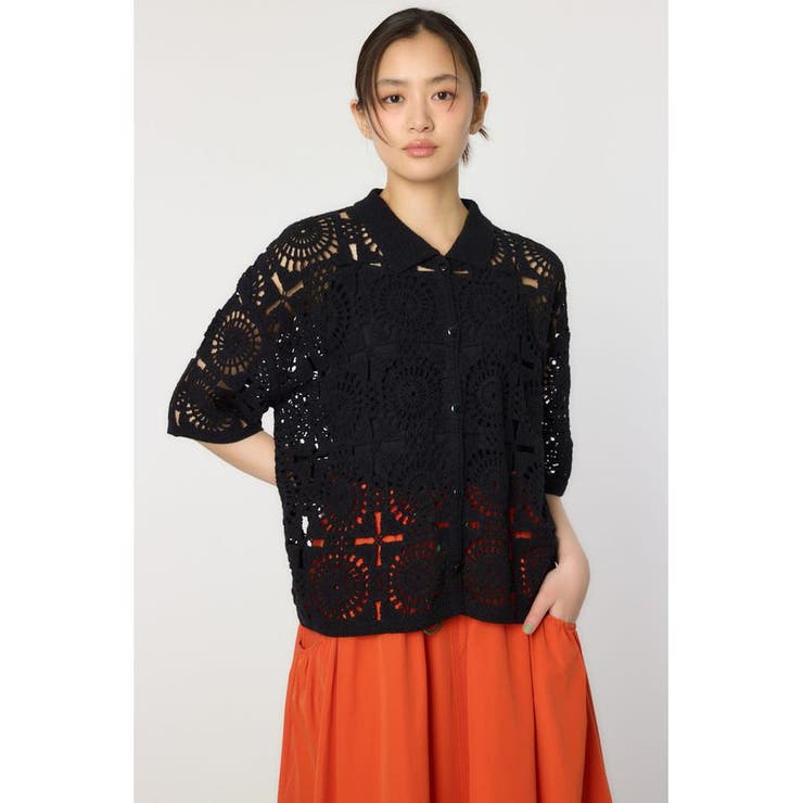 BLK | クロシェカーディガン | RODEO CROWNS WIDE BOWL