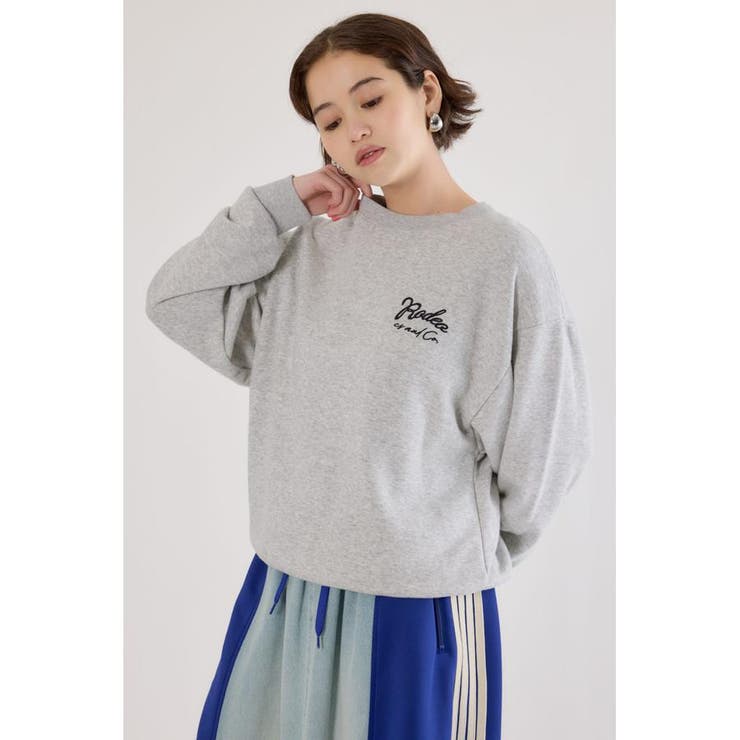 L/T.GRY1 | ロゴデニムパッチスウェットトップス | RODEO CROWNS WIDE BOWL