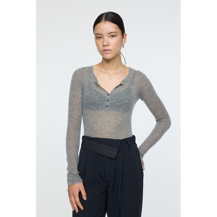 SHEER HENRY NECK ニットトップス | MOUSSY OUTLET | 詳細画像29 