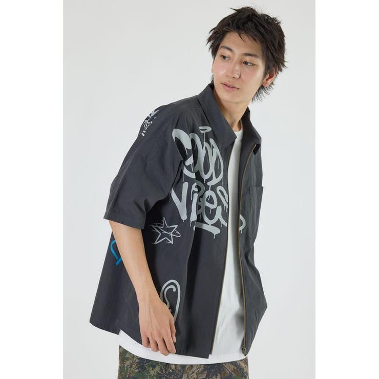 BLK | グラフィティーZIPシャツ | RODEO CROWNS WIDE BOWL