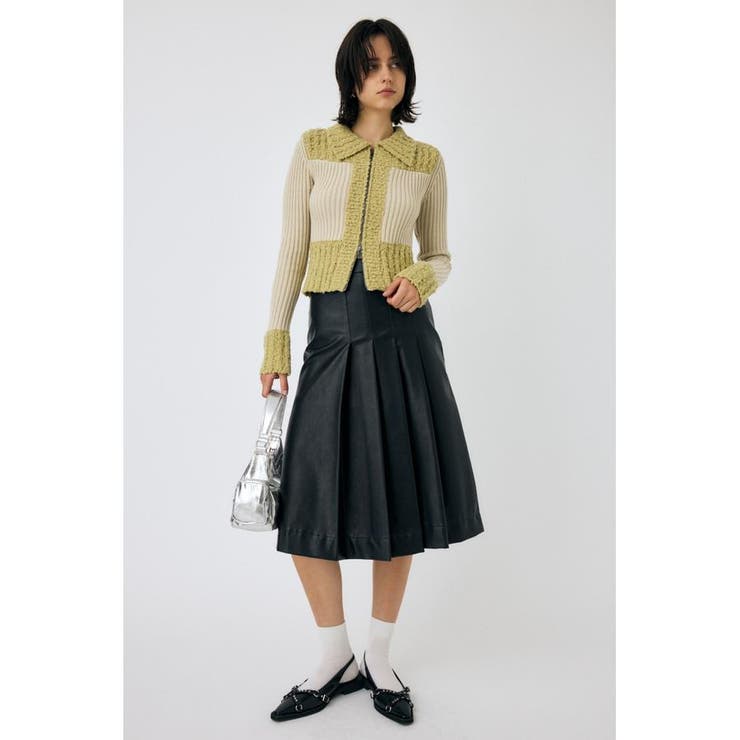 F/LEATHER TUCKED ミディスカート | MOUSSY OUTLET | 詳細画像1 