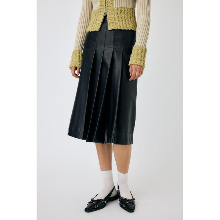 F/LEATHER TUCKED ミディスカート | MOUSSY OUTLET | 詳細画像3 