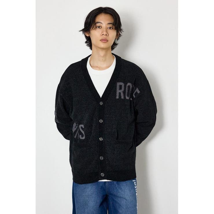 BLK | ランダムロゴモールカーディガン | RODEO CROWNS WIDE BOWL