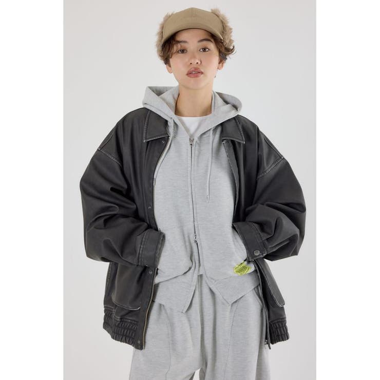 BLK | ヴィンテージフェイクレザーブルゾン | RODEO CROWNS WIDE BOWL