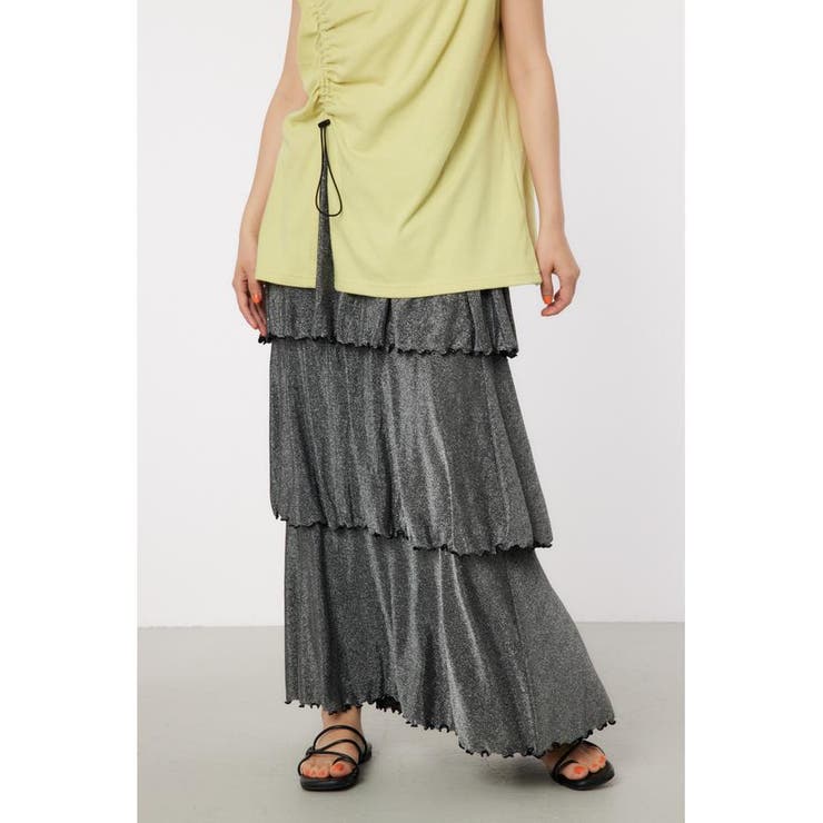 BLK | ラメカットティアードスカート | RODEO CROWNS WIDE BOWL