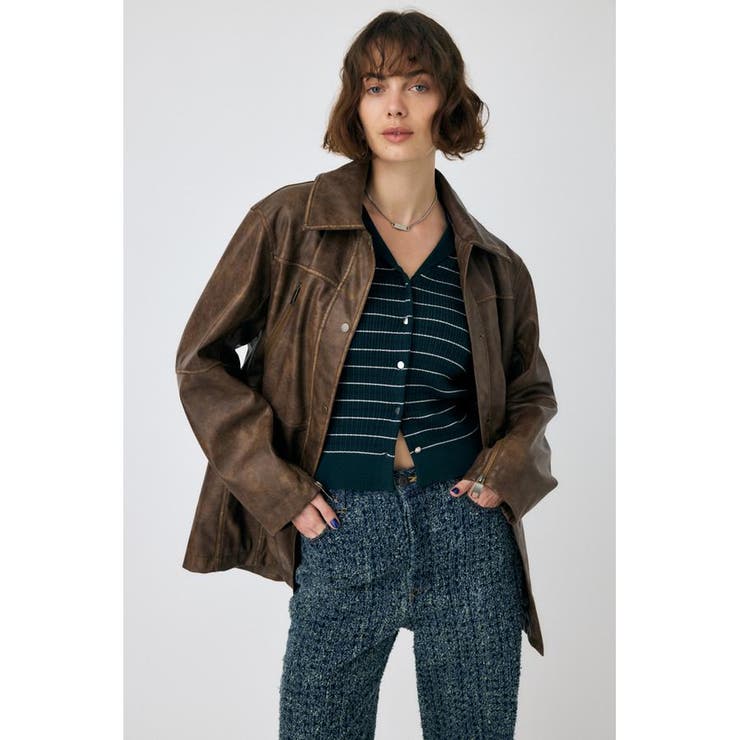 BRN | AGED F/LEATHER MIDDLE ジャケット | MOUSSY OUTLET