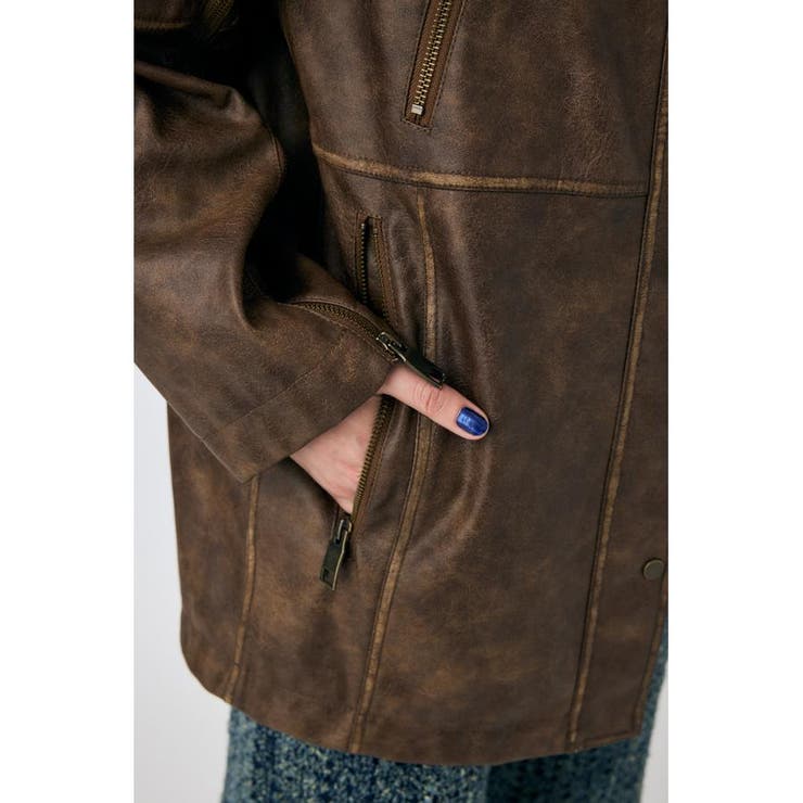 AGED F/LEATHER MIDDLE ジャケット | MOUSSY OUTLET | 詳細画像10 