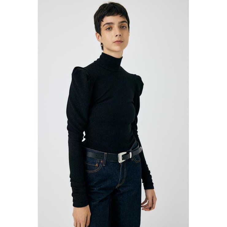 BLK | POINT SHOULDER グリッタートップス | MOUSSY OUTLET