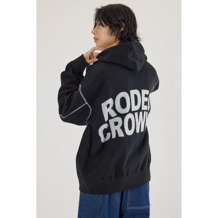 新品タグ付き○ロデオ○フードロゴパーカー RODEO CROWNS WIDE BOWL | ロゴケーブルニットジップフーディー