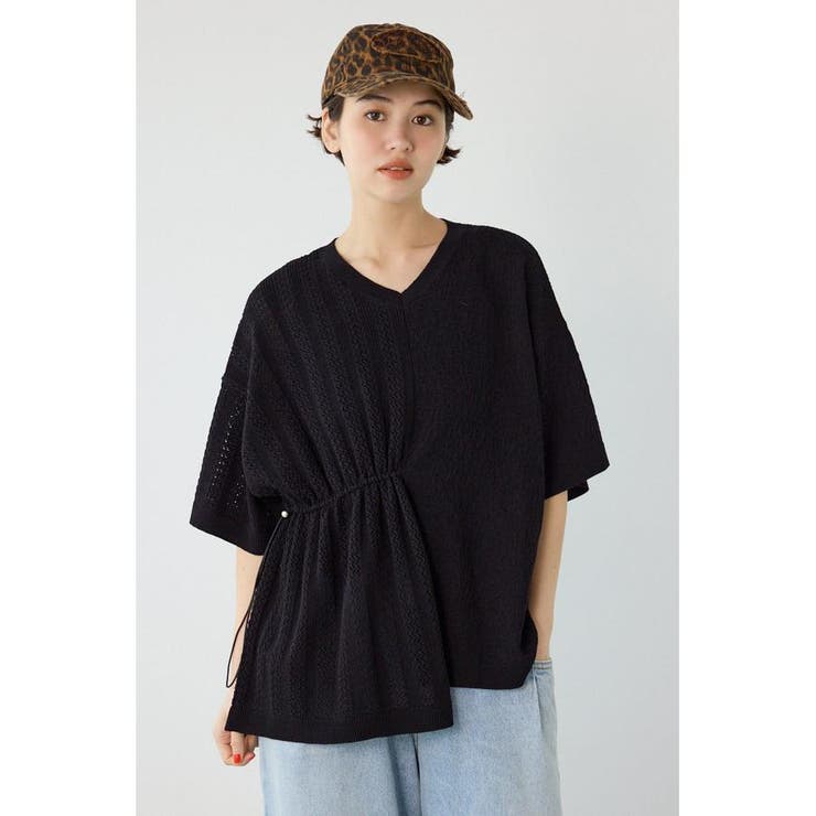 BLK | 透編ニットトップス | RODEO CROWNS WIDE BOWL