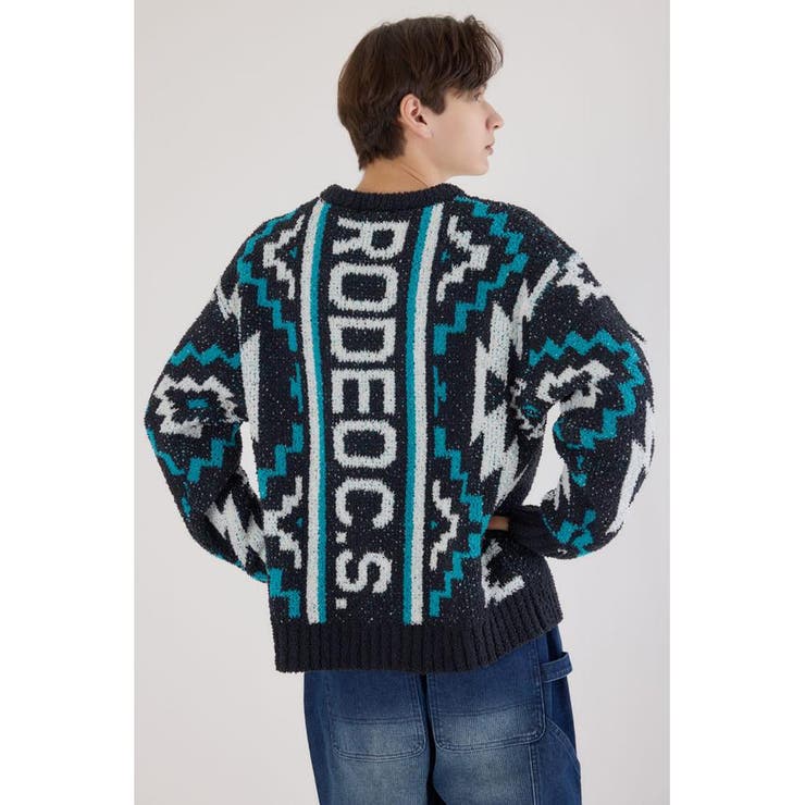 BLK | オルテガジャカードニット | RODEO CROWNS WIDE BOWL