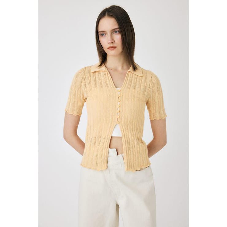 L/ORG1 | COTTON KNIT OPENWORK カーディガン | MOUSSY OUTLET