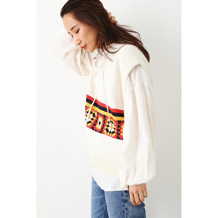 クロシェモチーフニットベスト | RODEO CROWNS WIDE BOWL | 詳細画像2 