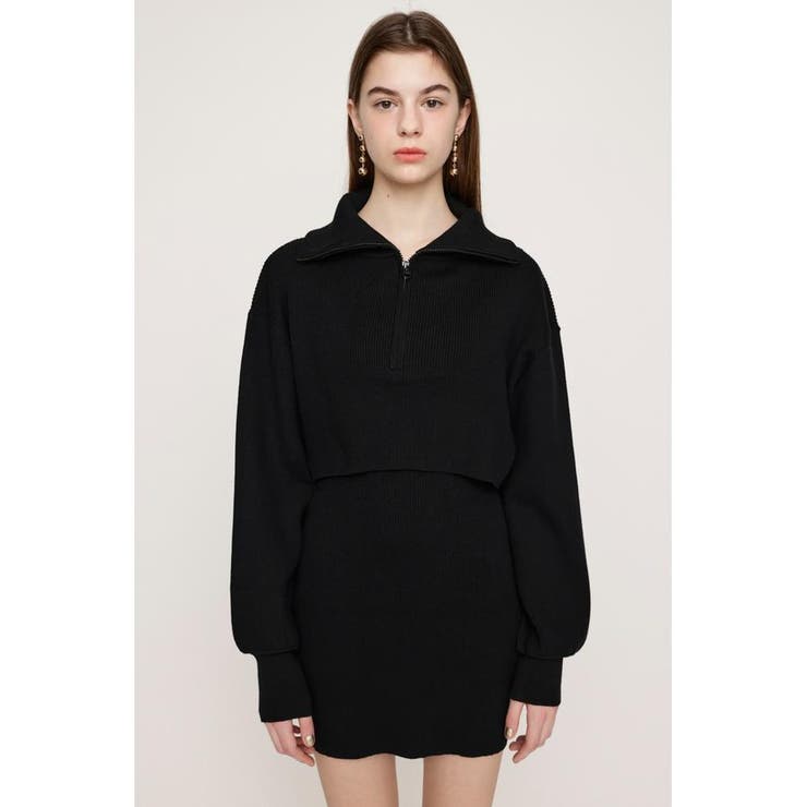 BLK | BIG COLLOR ZIP UP 2P ショートワンピース | SLY OUTLET