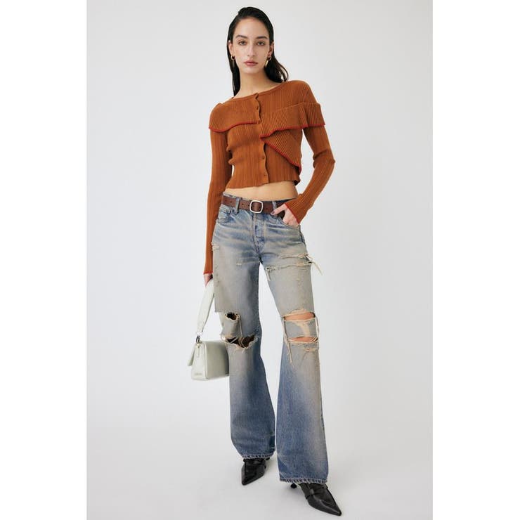 BRN | FRONT BUTTON FRILL KNIT トップス | MOUSSY OUTLET