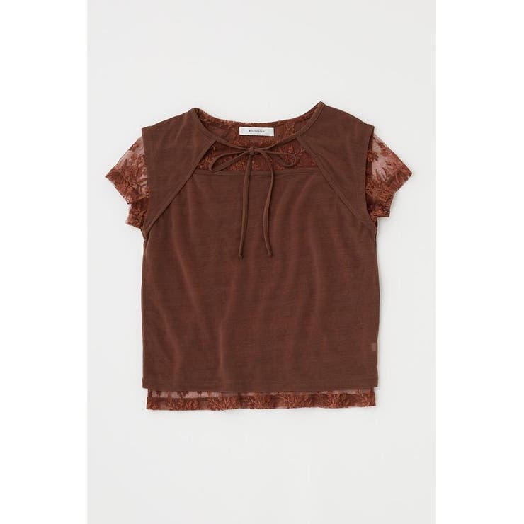 BRN | LACE LAYERED OPEN NECK トップス | MOUSSY OUTLET